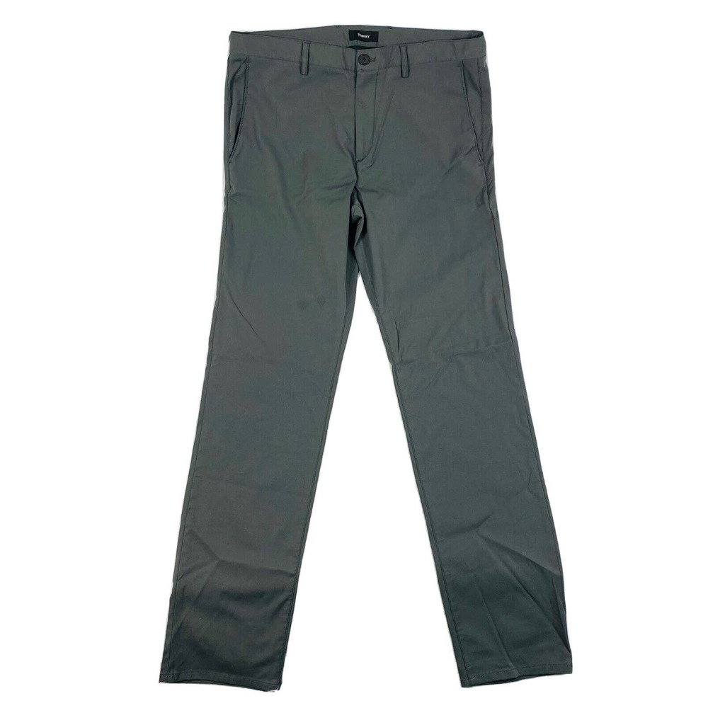 Theory Mens Zaine SW Neoteric Gray Mid Rise Ankle Length Straight Leg 33x32